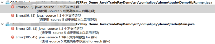 Error: java: -source 1.3 中不支持** (请使用 -source 5 或更高版本以启用**)