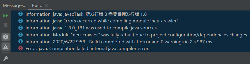 成功解决idea中：Error:java: Compilation failed: internal java compiler error