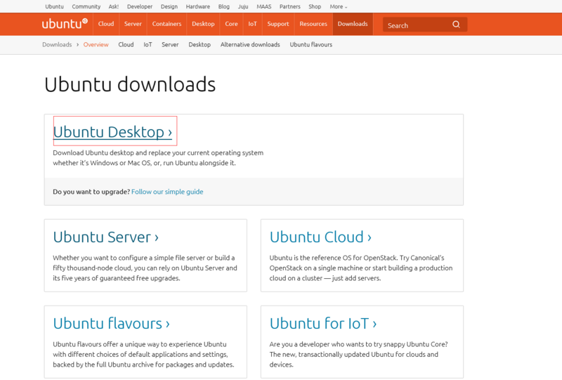  下载ubuntu desktop 和 ubuntu server的安装系统所需要的镜像文件