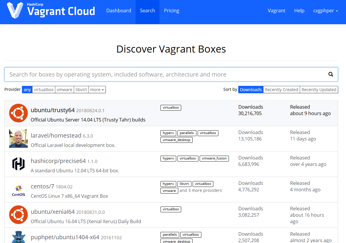 vagrant的box哪里下？镜像在哪儿找？教你在vagrant官网下载各种最新.box资源