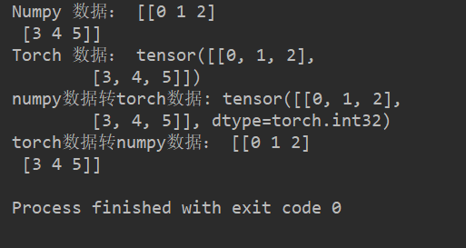 Torch和Numpy之间的简单对比