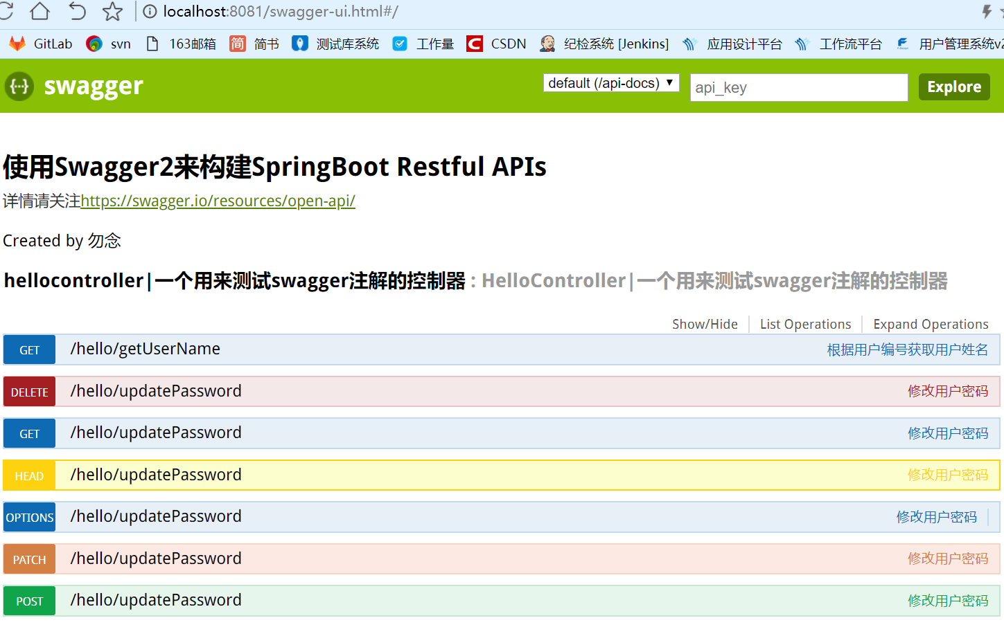 SpringBoot如何使用Swagger2生成接口文档