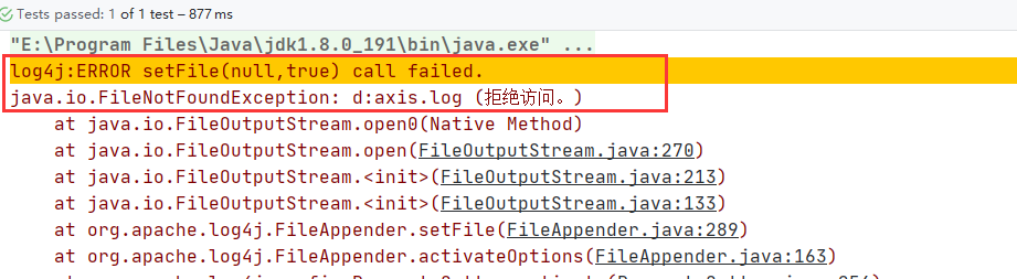 IDEA中使用log4j报错：log4j:ERRORsetFile（null,true）call failed. ··········拒绝访问