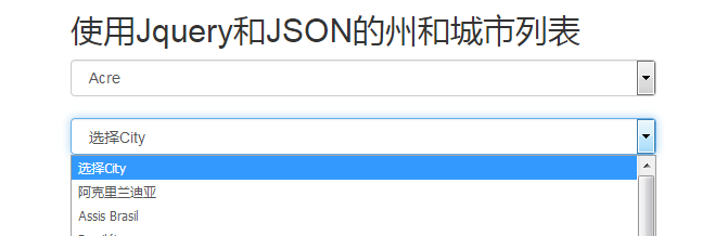 使用Jquery和JSON的州和城市列表