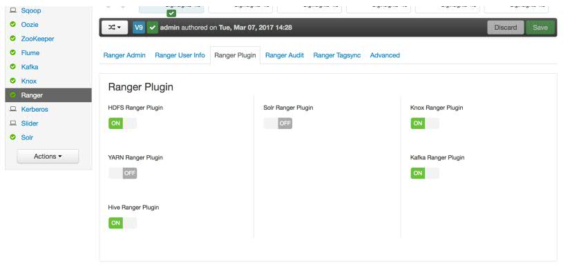 Screen capture of the Ambari Ranger Configs dialog.