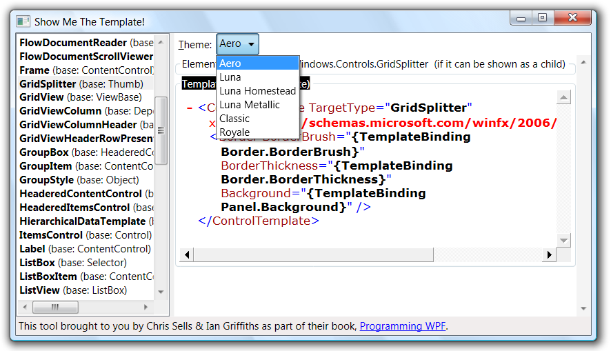 WPF － 模板查看工具：Show Me The Template及如何查看第三方主题