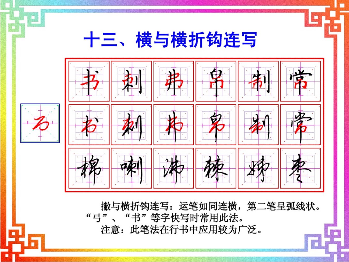 行书基本笔画连笔书写十八法