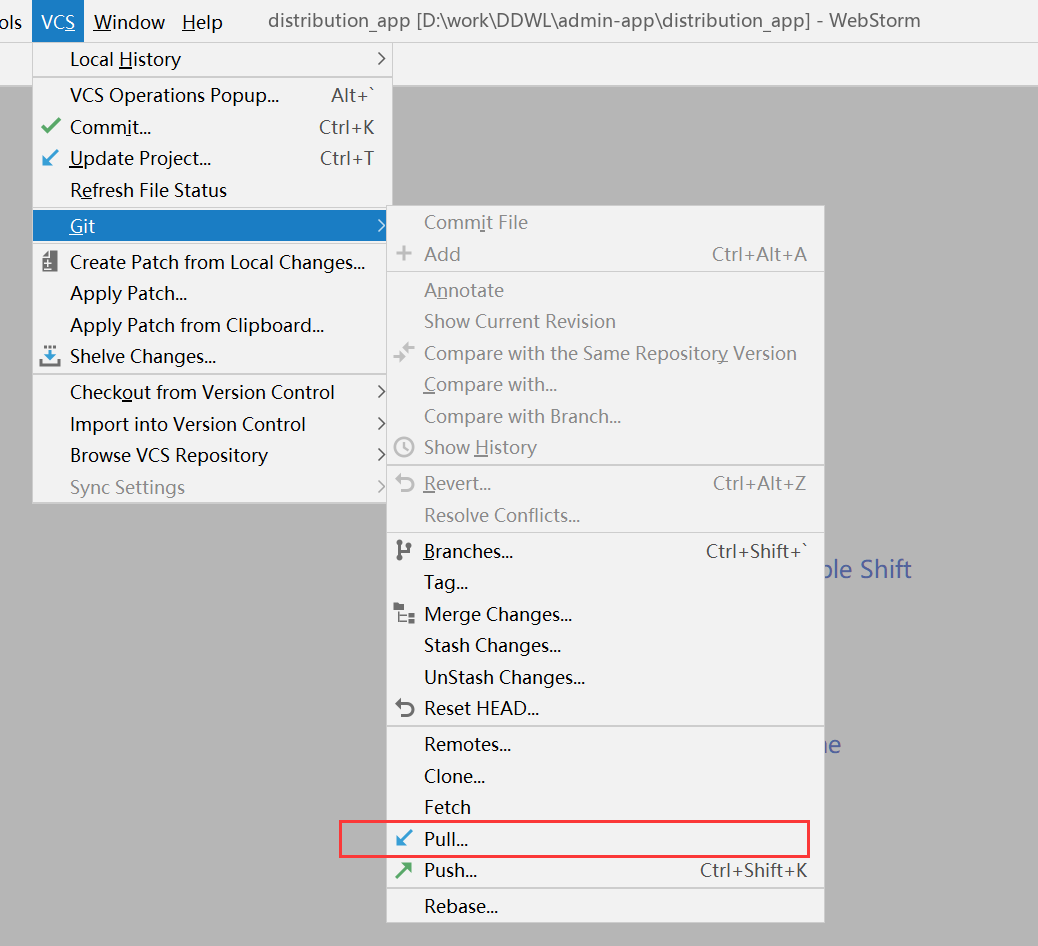 webstorm 切换分支并同步到远程服务器