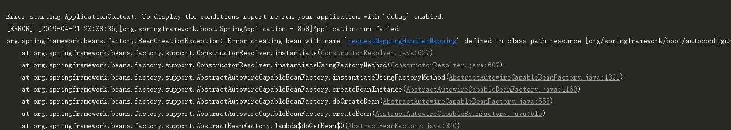 Error creating bean with name 'requestMappingHandlerMapping' defined in class path resource