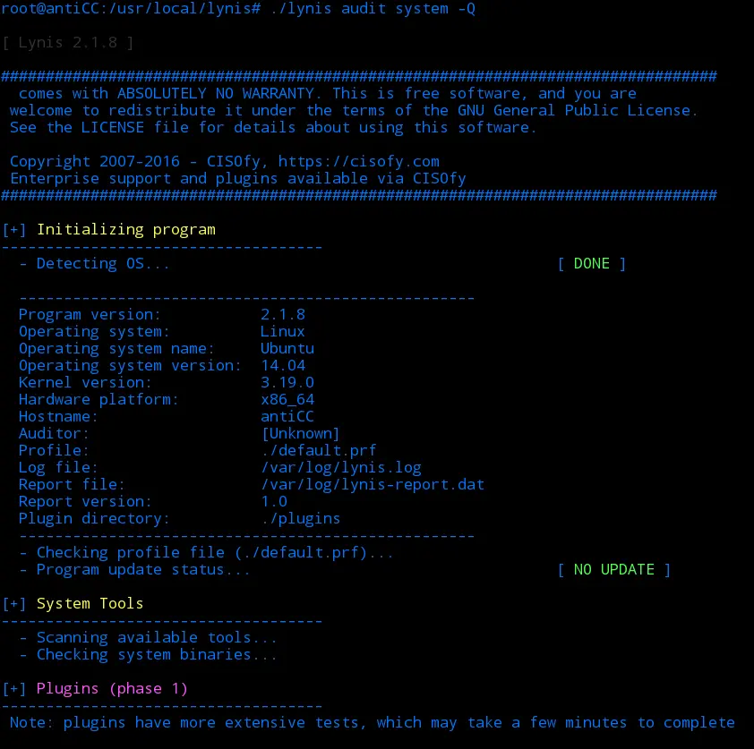 linux 安全审计以及加固工具 lynis 使用介绍