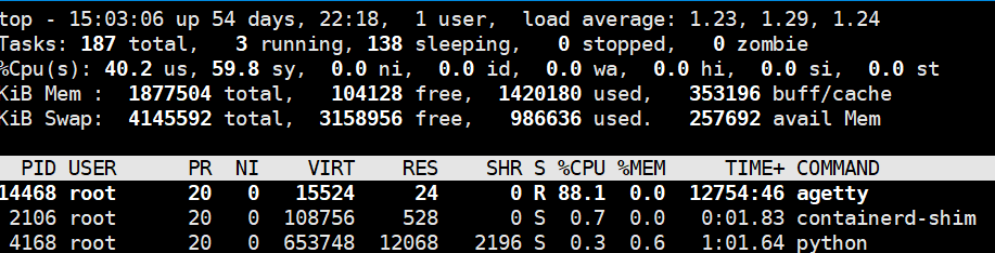 linux getty进程 cpu占用过高 解决办法