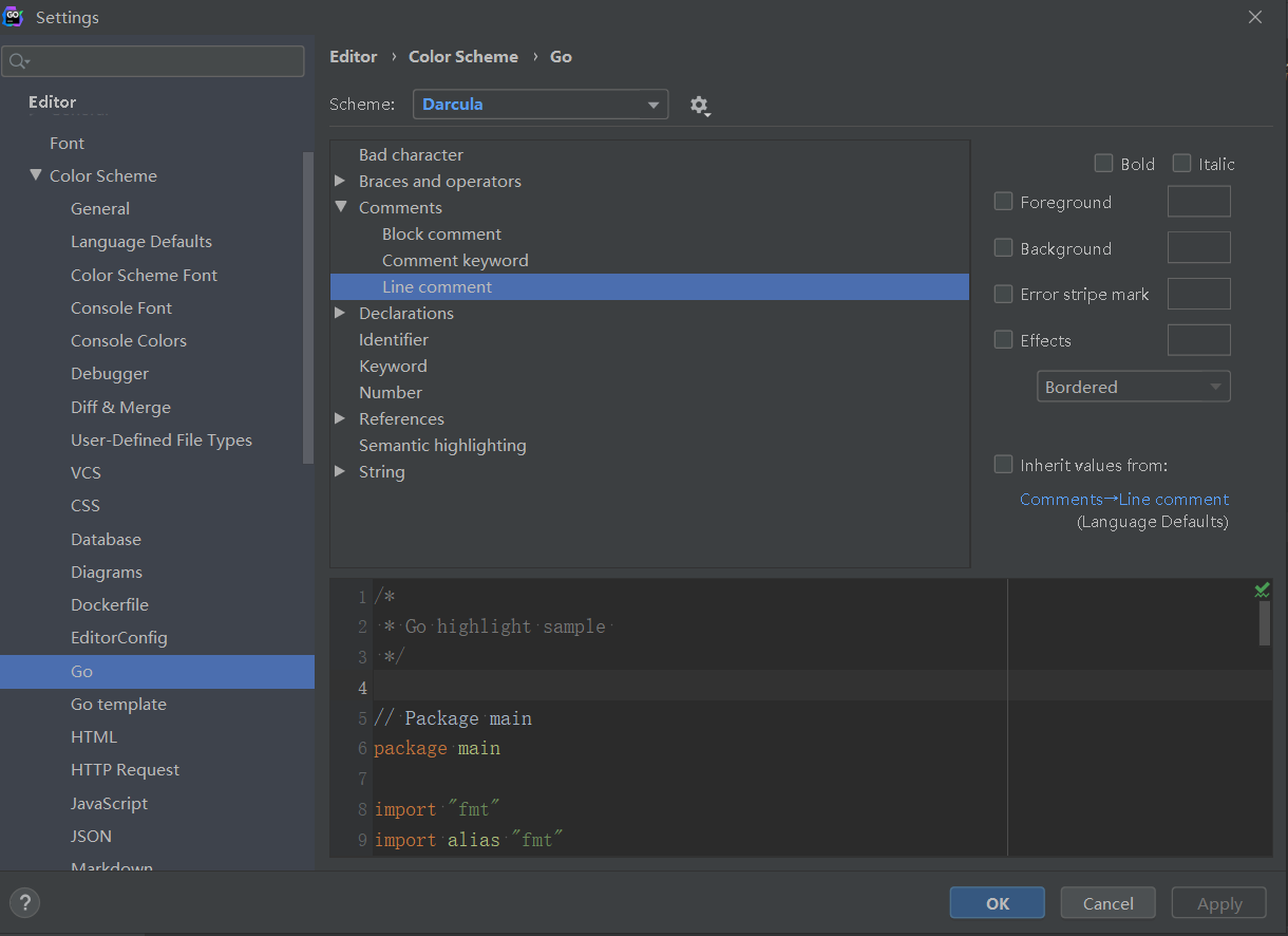 pycharm goland clion 修改注释颜色