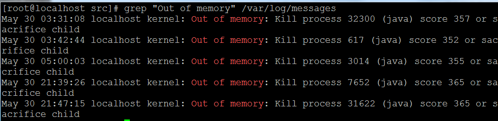 linux 系统日志 查看被杀掉的进程（占用内存过大）