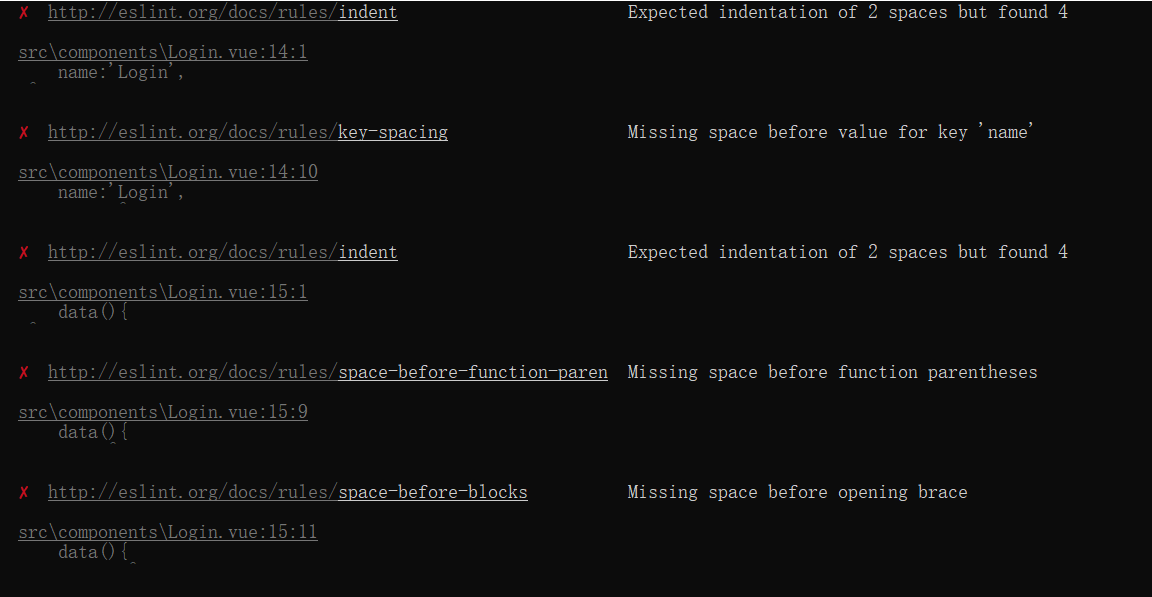 解决eslint语法限制项目报错办法，✘ httpeslint.orgdocsrulesindent Expected indentation of 2 spaces