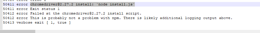 vue 前端执行npm install下载脚本报错 chromedriver@2.27.2 install: `node install.js`
