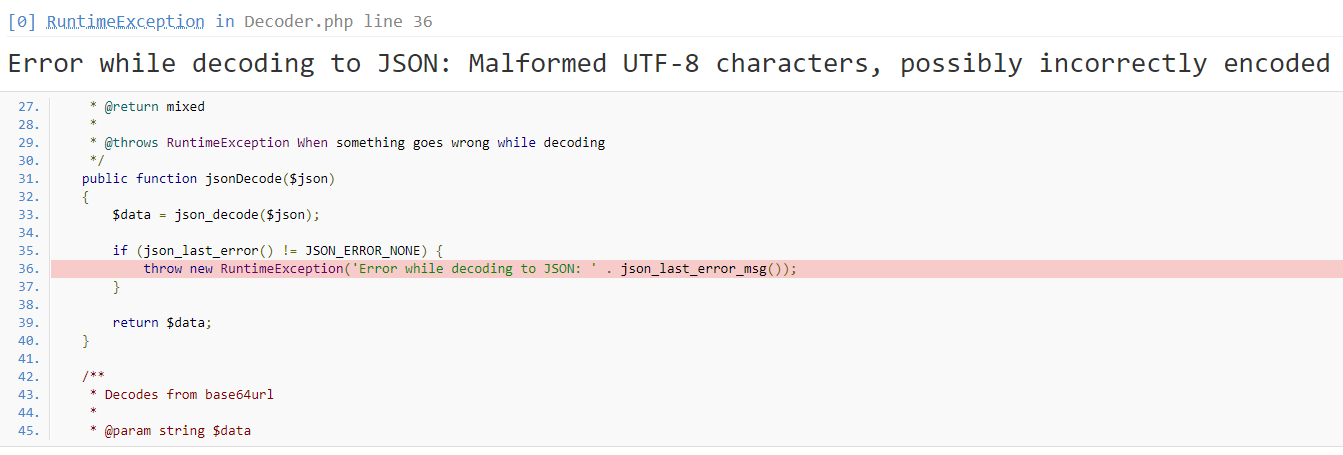 PHP 接口开发使用 lcobucci/jwt 进行 Token 认证时提示 Error while decoding to JSON 解决方法