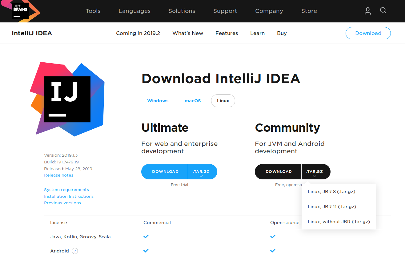 Ubuntu19.04 安装 Idea 2019.1.3 Community