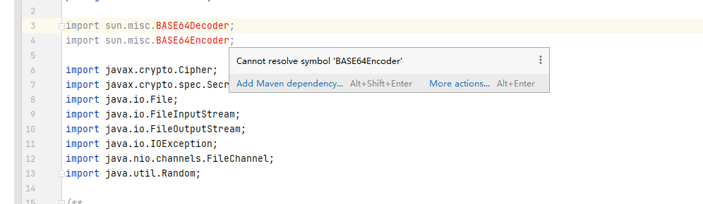 idea解决sun.misc.BASE64Encoder 类找不到报错