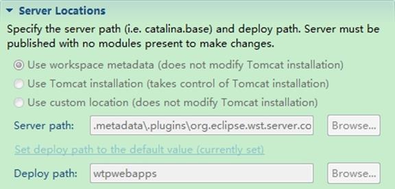 解决eclipse中Tomcat服务器的server location选项不能修改的问题