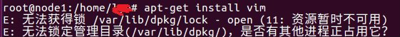 Ubuntu输入apt-get install vim 、apt-get install ssh 出错 无法获得锁 无法锁定管理目标 的解决方法