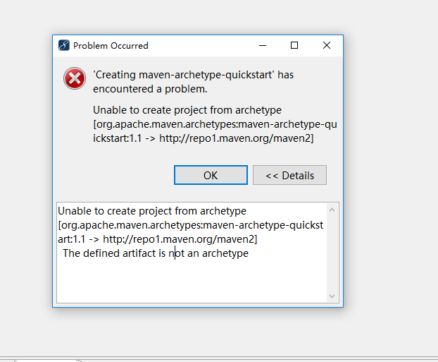 用myeclipse构建maven project时候出现报错：Unable to create project from archetype