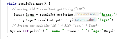 [mysql 错误]java.sql.SQLException: Column 'Sname:' not found.