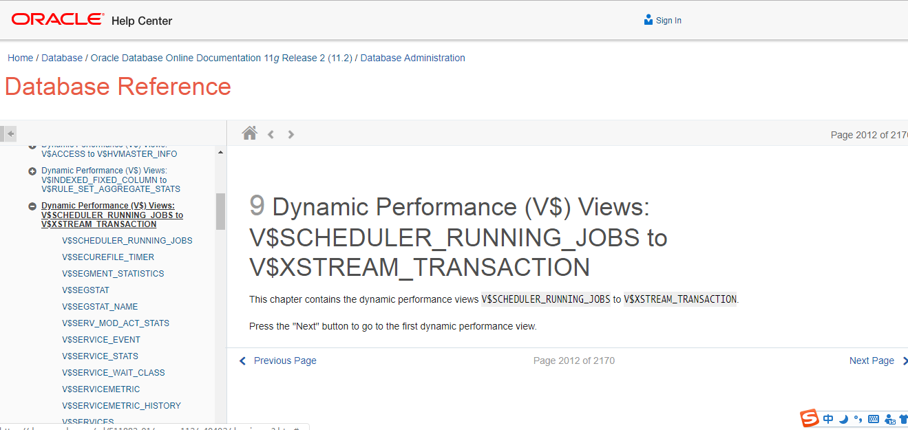 oracle v$开头的表文档地址