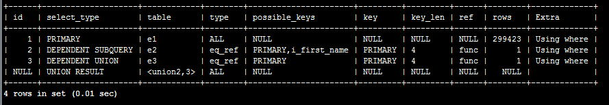 mysql explain执行计划详解