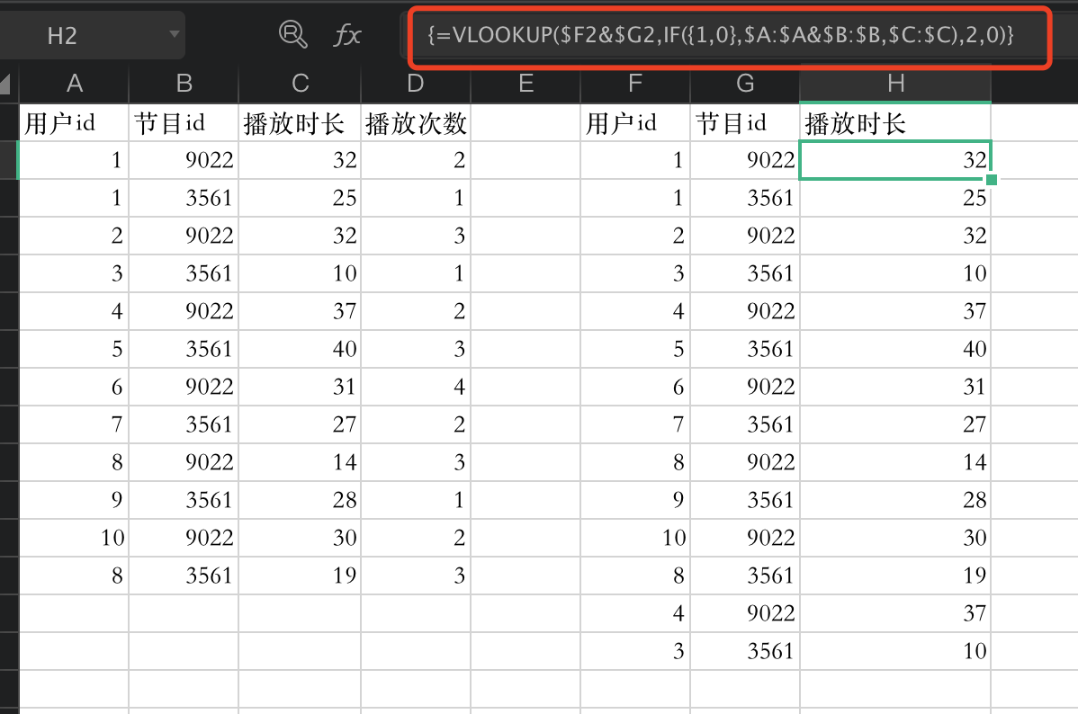 【Excel】excel使用VLOOKUP+IF实现多列匹配查找