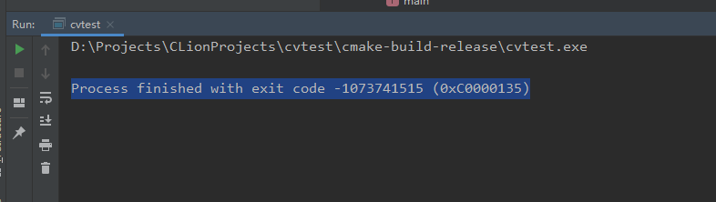 clion win10 msvc opencv报错Process finished with exit code -1073741515 (0xC0000135)
