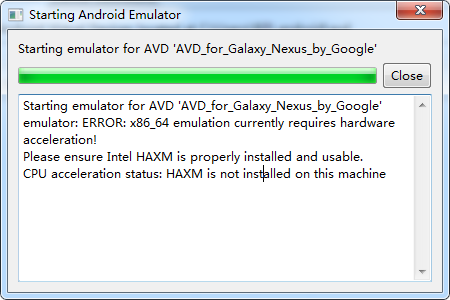 运行虚拟机报错：CPU acceleration status: HAXM is not installed on this machine
