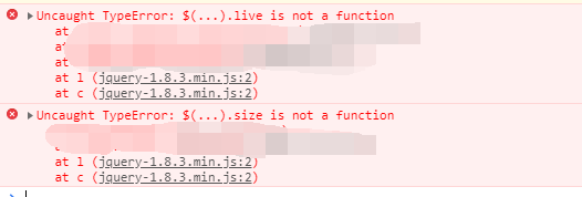 js、jQuery出现$(...).live is not a function和$(...).size is not a function