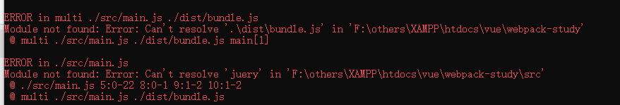 webpack打包报错：ERROR in multi ./src/main.js ./dist/bundle.js Module not found: Error: Can't resolve '.\