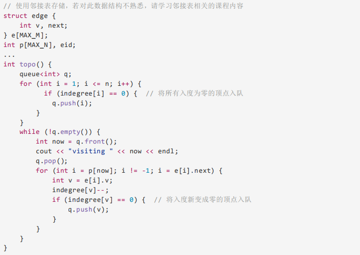 【不带权图算法之拓扑排序】-C++