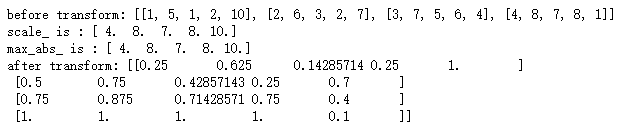 吴裕雄 python 机器学习——数据预处理标准化MaxAbsScaler模型