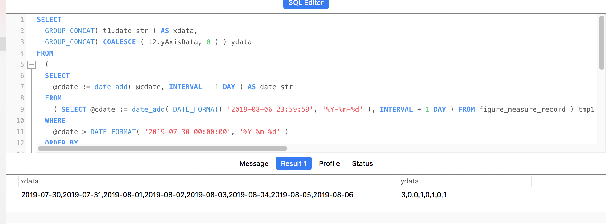 mysql数据库 sql语句实现查询两个日期区间日期的数据报表