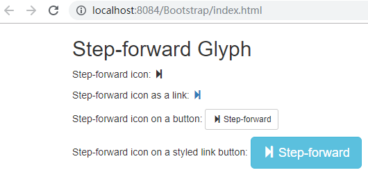 吴裕雄 Bootstrap 前端框架开发——Bootstrap 字体图标(Glyphicons)：glyphicon glyphicon-step-forward...