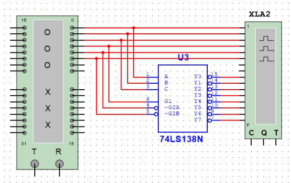 逻辑门对半加器进行电路设计和仿真验证译码器74ls138n的逻辑功能三