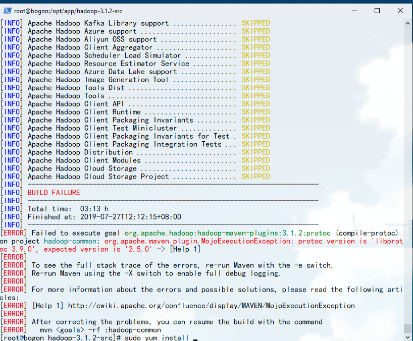 CentOS 7.x 编译hadoop 3.1.2