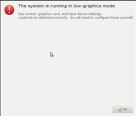 Ubuntu 12.04 the system is running in low-graphics mode