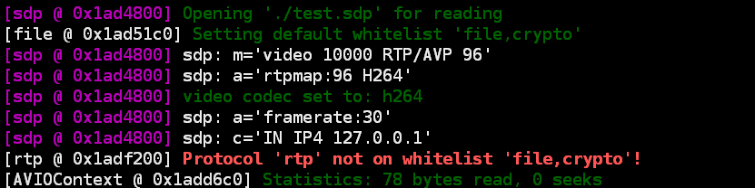 FFmpeg:Protocol 'rtp' not on whitelist 'file,crypto'!