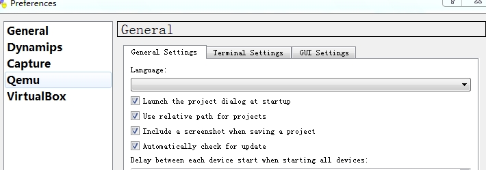 安装GNS3-0.8.6-all-in-one时language里没有选项