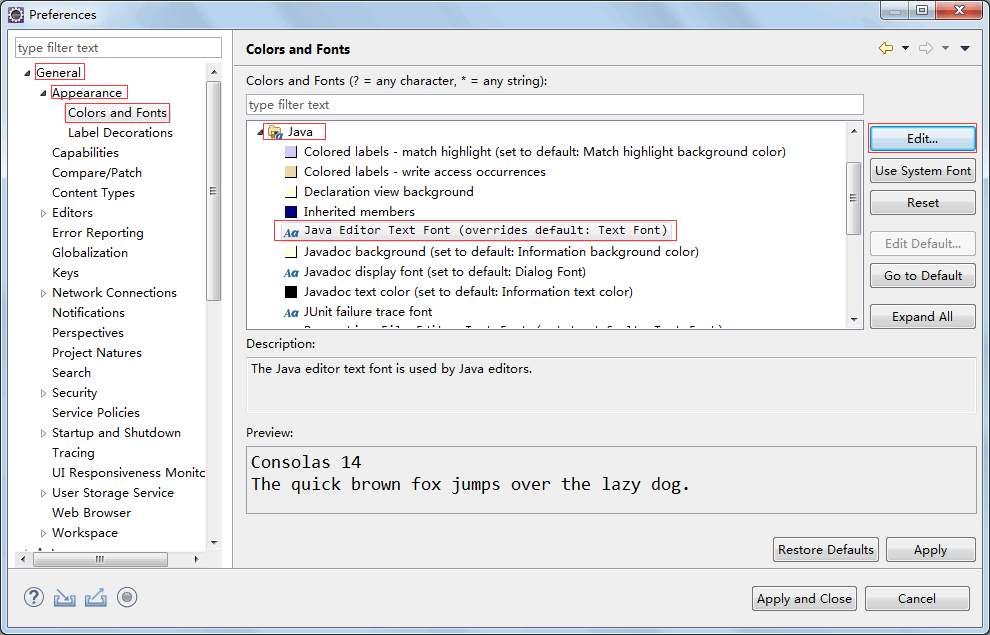 Java修改Eclipse编辑器字体大小