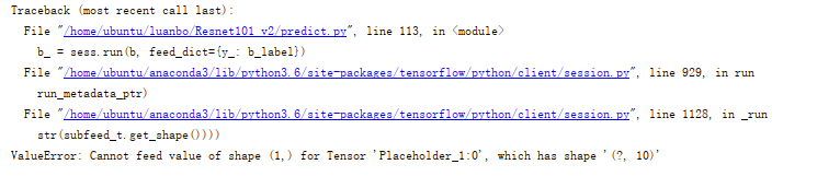 TensorFlow bug（四）——ValueError: Cannot feed value of shape (2, ) for Tensor 'Placeholder_1:0'...