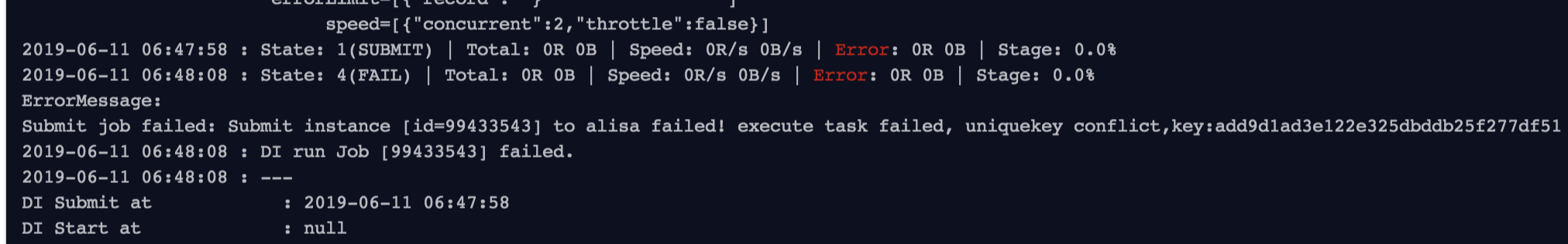 odps数据同步时，报错：execute task failed, uniquekey conflict