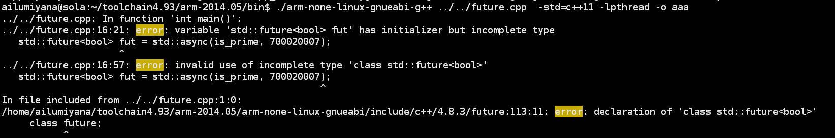 variable 'std::future<bool> fut' has initializer but incomplete type