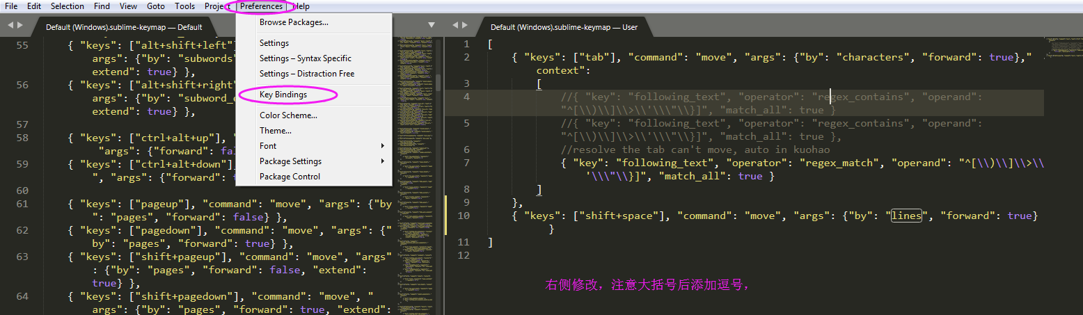 [乐意黎]Sublime光标移入移出括号单词行等的快捷键设置