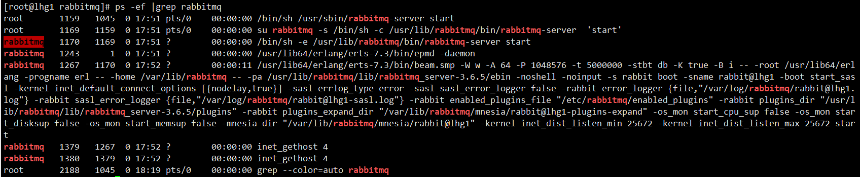 RabbitMQ报错ERROR: node with name "rabbit" already running on "lhg1"