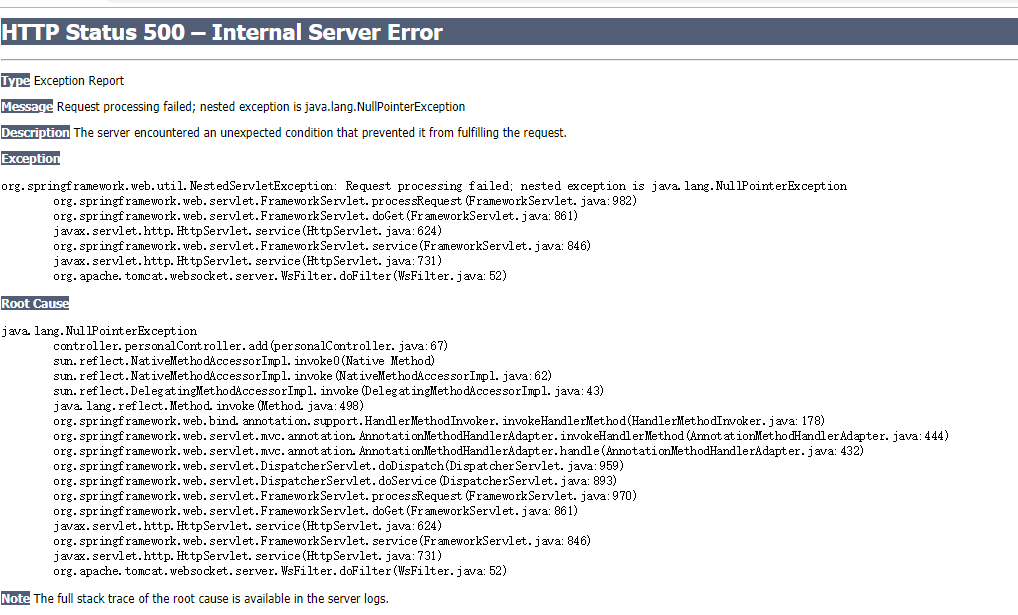 HTTP Status 500 – Internal Server Error