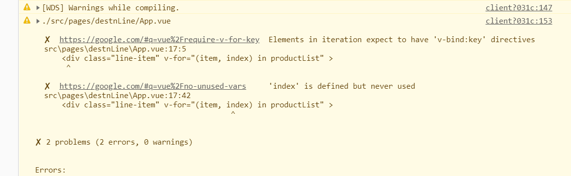 vue for循环报错Elements in iteration expect to have 'v-bind:key' directives